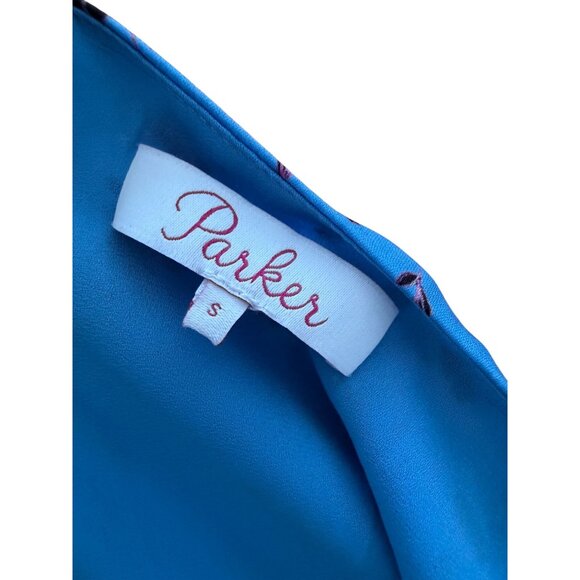 PARKER Blue Floral Side Zip Tank Top Blouse Size Small - Picture 6 of 6